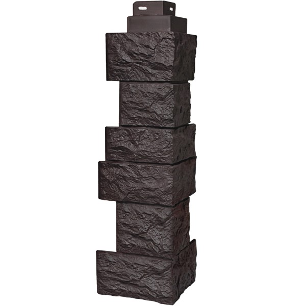 Цокольный сайдинг FineBer – Серия “Дикий камень”, Угол наружный, Коричневый купить в Югорске