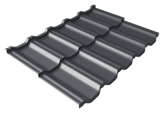 Металлочерепица модульная Квинта Uno Grand Line c 3D резом 0,5 Satin Мatt RAL 7024 мокрый асфальт купить в Югорске