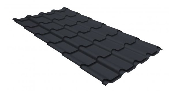 Металлочерепица камея GL 0,5 GreenCoat Pural RR 23 темно-серый (RAL 7024 мокрый асфальт) купить в Югорске