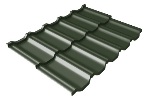 Металлочерепица модульная Квинта Uno Grand Line c 3D резом 0,5 GreenСoat Pural Matt RR 11 темно-зеленый (RAL 6020 хромовая зелень) купить в Югорске
