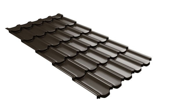 Металлочерепица квинта плюс с 3D резом 0,5 GreenСoat Pural RR 32 темно-коричневый (RAL 8019 серо-коричневый) купить в Югорске