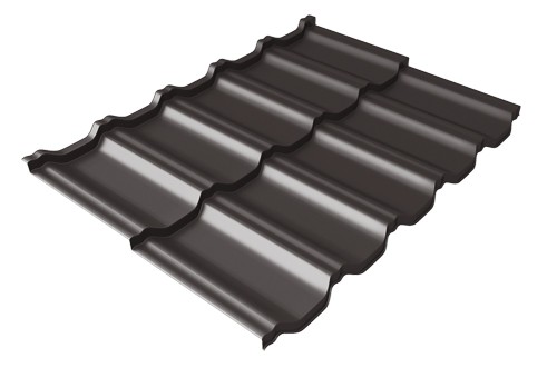 Металлочерепица модульная Квинта Uno Grand Line c 3D резом 0,5 GreenСoat Pural Matt RR 32 темно-коричневый (RAL 8019 серо-коричневый) купить в Югорске