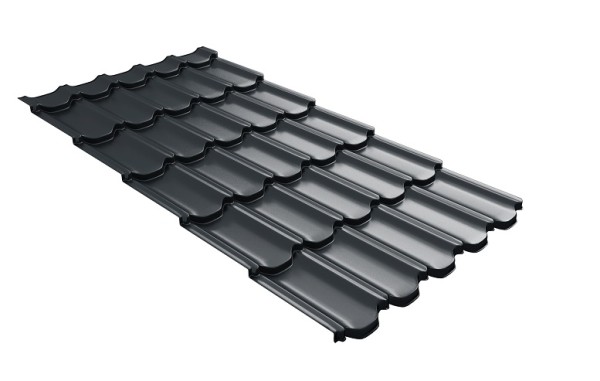 Металлочерепица квинта плюс с 3D резом 0,5 Satin RAL 7016 антрацитово-серый купить в Югорске