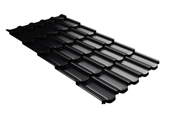 Металлочерепица квинта плюс с 3D резом 0,5 Satin RAL 9005 черный купить в Югорске