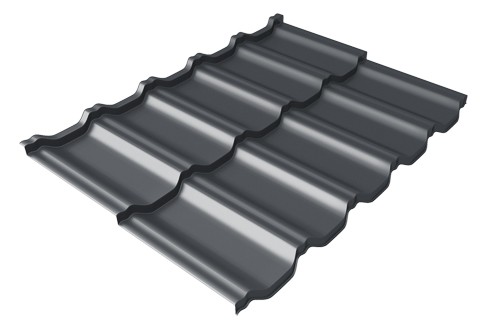 Металлочерепица модульная Квинта Uno Grand Line c 3D резом 0,5 Velur RAL 7024 мокрый асфальт купить в Югорске