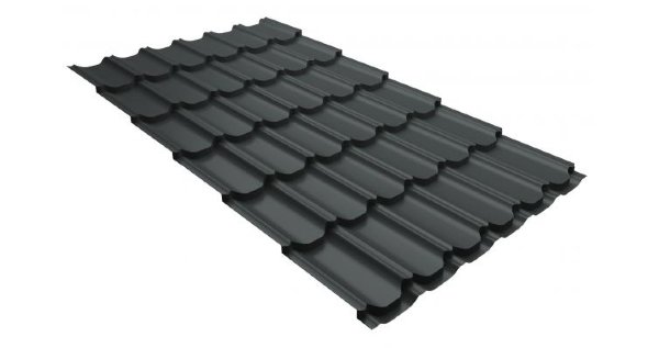 Металлочерепица квинта плюс 0,5 GreenCoat Pural RR 23 темно-серый (RAL 7024 мокрый асфальт) купить в Югорске