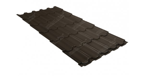 Металлочерепица квинта плюс 0,5 GreenCoat Pural Matt RR 32 темно-коричневый (RAL 8019 серо-коричневый) купить в Югорске